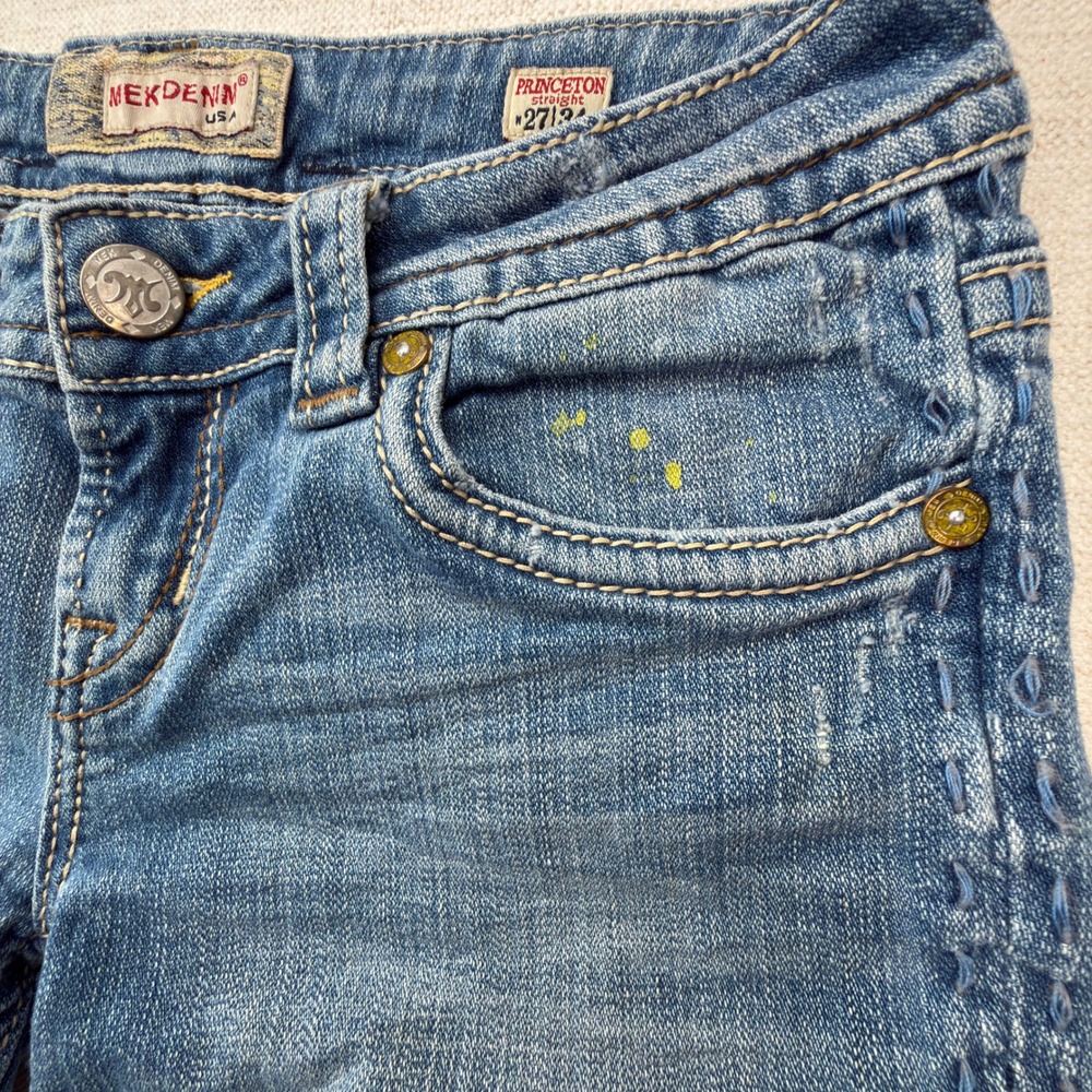 MEK Denim Princeton Jeans Womens 27 Embroidered Straight Light Blue Y2K W1PRINS4 - Picture 9 of 11